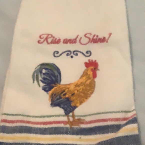 Kitchen towel with Rooster Rise and Shine white blue red yellow NWT good gift 🎁 - Picture 3 of 5